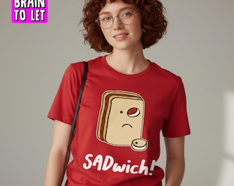 SADwich Graphic Unisex Crewneck T-shirt, Cartoon Humour Tee