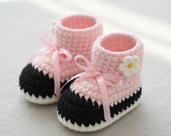 Baby Booties Häkelanleitung PDF, Rosa Strickmuster für Neugeborene