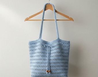Patrón PDF para bolso de ganchillo, bolso de hombro moderno con textura, bolso de compras minimalista con cordón, bolso de ganchillo fácil