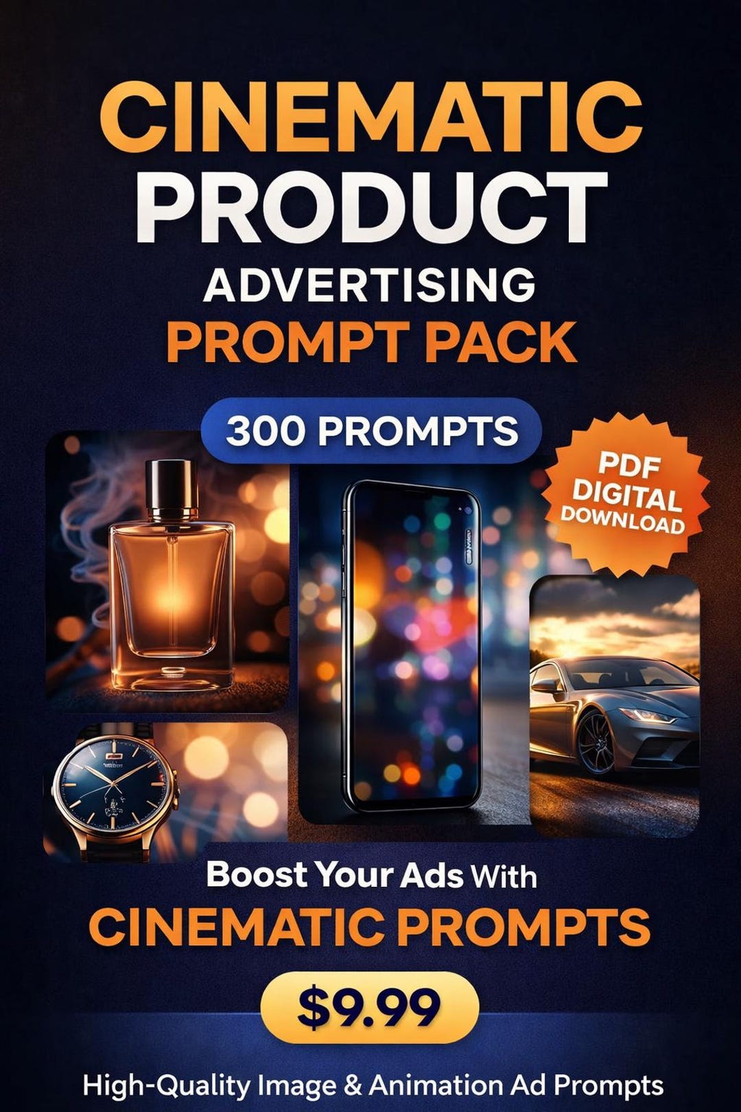 Luxury Product Ad Prompt Pack — 300 Image + Animation Prompts - Etsy