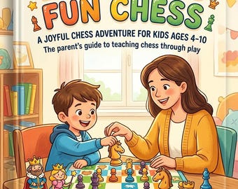 May include: A hardcover book titled Little Ones Fun Chess, A Joyful Chess Adventure for Kids Ages 4-10, The parent's guide to teaching chess through play, by The AI Samurai Studio, featuring an illustration of a child and adult playing chess.