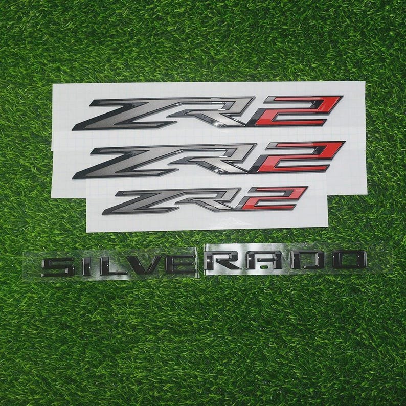 Zr2 Emblems 4pc Gloss Black Red ZR2 Emblems Fit 2022 2023 2024 2025 Chevrolet ...