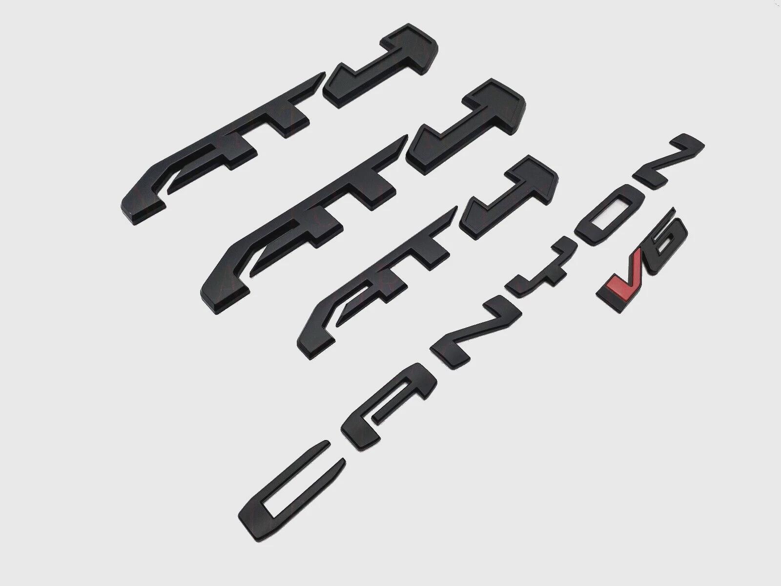 5x Matte Black Red Emblems Fit 2021 2022 Canyon AT4 V6 Badge Kit Front ...
