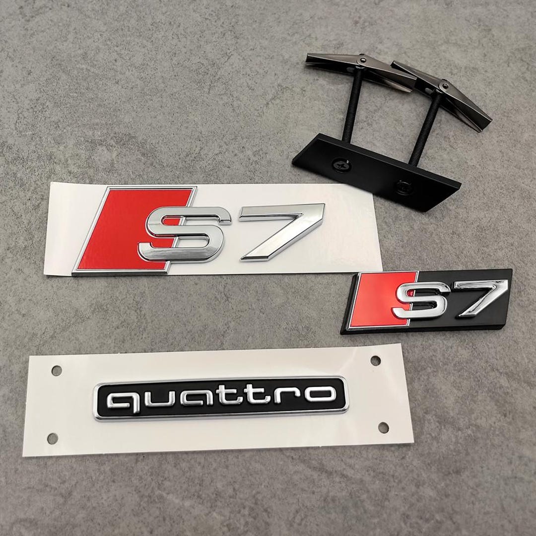 C8 Rear Badging Chrome S7 Emblem Set 3pcs Rear Badge Grille Logo Quattro Rear Emblem ...