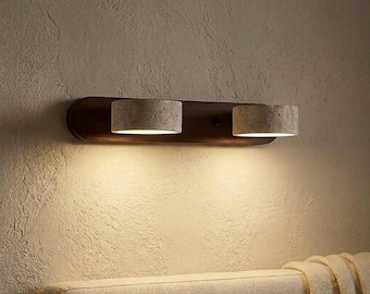 Travertine Wall Light Wabi Sabi LED Sconce Rotatable Bathroom Mirror Light Minimalist Vanity Lighting