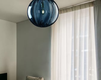 Nordic Glass Globe Lampa wisząca z żebrowaną kulą Nowoczesna lampa kuchenna na wyspę Jadalnia Sypialnia Prezent wielkanocny