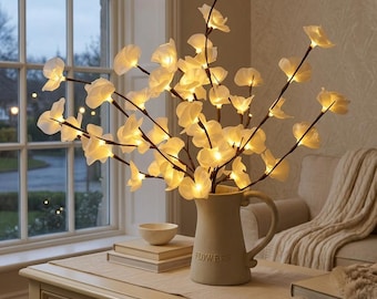 Oświetlenie gałązek orchidei LED, ciepłe światło nocne, wiosenny wystrój domu, prezent na Wielkanoc, prezent na Dzień Matki, oświetlenie nastrojowe do sypialni