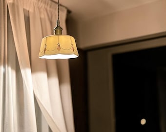 Japońska ceramiczna lampa wisząca w stylu retro z mosiądzu, lampa sufitowa w stylu vintage, wyspa kuchenna, jadalnia, sypialnia, prezent, dekoracja