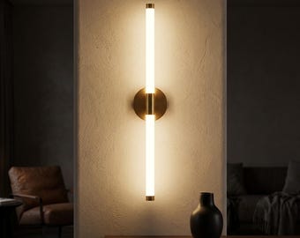 Aplique de pared moderno con luz LED, lámpara de pared minimalista dorada, luminaria de interior para dormitorio y sala de estar, decoración de lujo para pared.