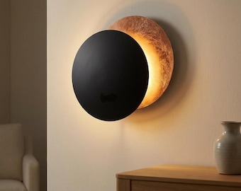 Lámpara de pared lunar, aplique LED para eclipse solar, lámpara de pared nórdica vintage, iluminación decorativa para dormitorio, mesita de noche y pasillo.