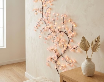 Różowe kwiaty wiśni, oświetlenie LED, dekoracja ścienna, lampa kwiatowa Sakura, ciepłe światło, estetyczne oświetlenie sypialni, prezent na Wielkanoc, Dzień Matki