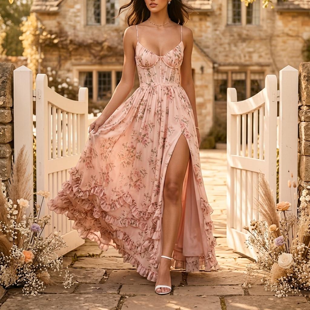 chinese dress ladies A Line Spaghetti Strap V Neck Black Prom Dresses Side Slit Formal Dress ARD1774