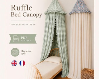 Patroon voor een bedhemel | Naaipatroon voor een bedhemel in de kinderkamer (PDF) | Bedhemel voor kinderen | Zelfgemaakte slaapkamerdecoratie | Patroon voor beginners | Naaien in landelijke stijl