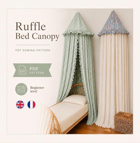 Bed Canopy pattern | Nursery canopy sewing pattern PDF | Kids Bed Canopy | DIY Bedroom Decor | Beginner pattern | Cottage sewing