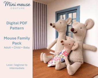 Maileg Muizenpoppenfamilie Patroon - Linnen Muis 1:12 Schaal - Naaipatroon PDF - Maileg Muizenpoppenfamilie Patroon (Frans)