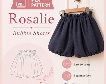 Patroon voor kindershorts | Patroon voor meisjesshorts | Naaipatroon voor bubble shorts (PDF) | Bloomer babyshorts | Patroon voor beginners | 1-10 jaar