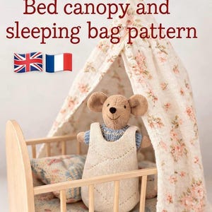 Schnittmuster für ein Maileg-Puppenbett mit Baldachin und Schlafsack - Nähvorlage (PDF) - Französisches Maileg-Maus-Schnittmuster