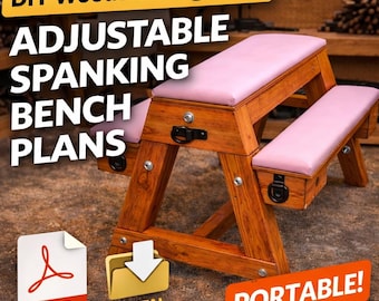 Portable Spanking Bench Plans PDF, Adjustable DIY Bondage Bench, BDSM Furniture Plans, Adult Woodworking Project