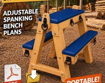 Planos para banco de azotes portátil en PDF, banco de bondage ajustable para bricolaje, planos de muebles BDSM, proyecto de carpintería para adultos