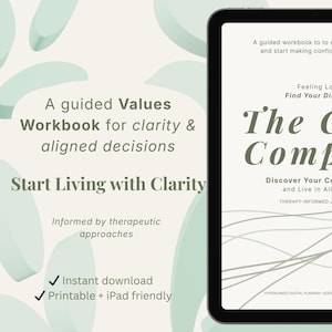 Core Compass Values Workbook | Therapy-Informed Clarity, Decisions (Digital PDF)