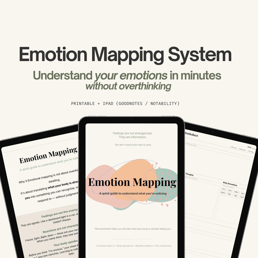 Emotion Mapping Worksheet Printable, Anxiety & Feelings Tracker ...