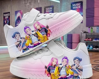 K Pop Demon Hunter Kids Shoes, K Pop Anime Inspired Kids Sneakers Custom K-Pop Inspired Graphic Sneakers for Kids  Gift For K Pop Fans.