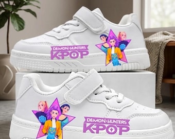 K Pop Demon Hunter Kids Shoes, K Pop Anime Inspired Kids Sneakers Custom Graphic Sneakers, Fan-Made Footwear kide Size