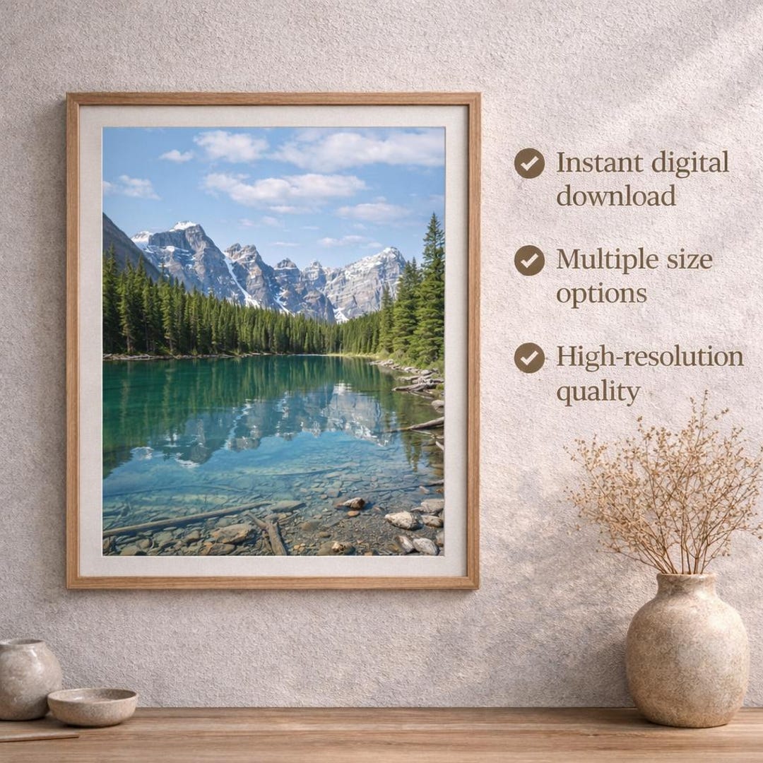 Mountain Lake Wall Art Printable, Alpine Landscape Nature Poster ...