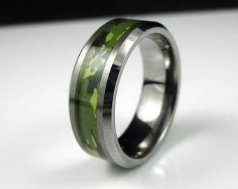 Vintage TRITON TUNGSTEN CARBIDE Comfort Fit Gunmetal Carbon Fiber Camouflage Men's Wedding Ring