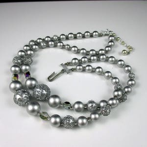 Vintage 2 Strand Faux Pearl Adjustable Necklace