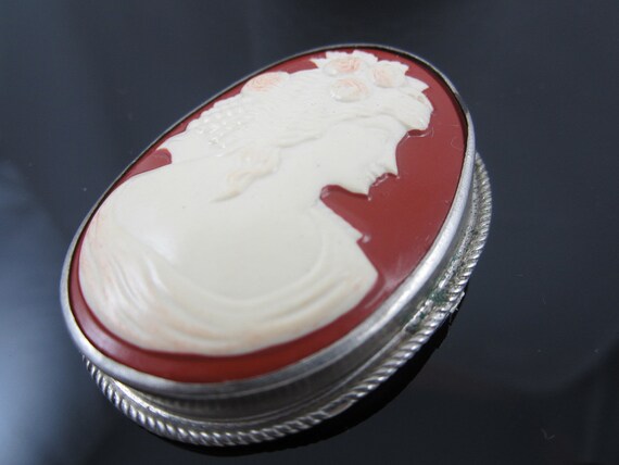Gorgeous 1920's Art Deco Celluloid Cameo Silver B… - image 3