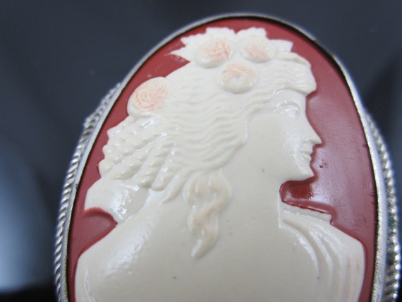 Gorgeous 1920's Art Deco Celluloid Cameo Silver B… - image 2