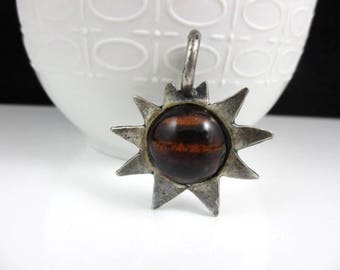 Vintage Fun Red Tiger Eye Stone in Silver Setting Pendant