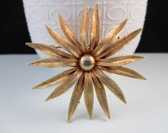 Classy Multi Layered Floral Gold Tone Brooch Pin