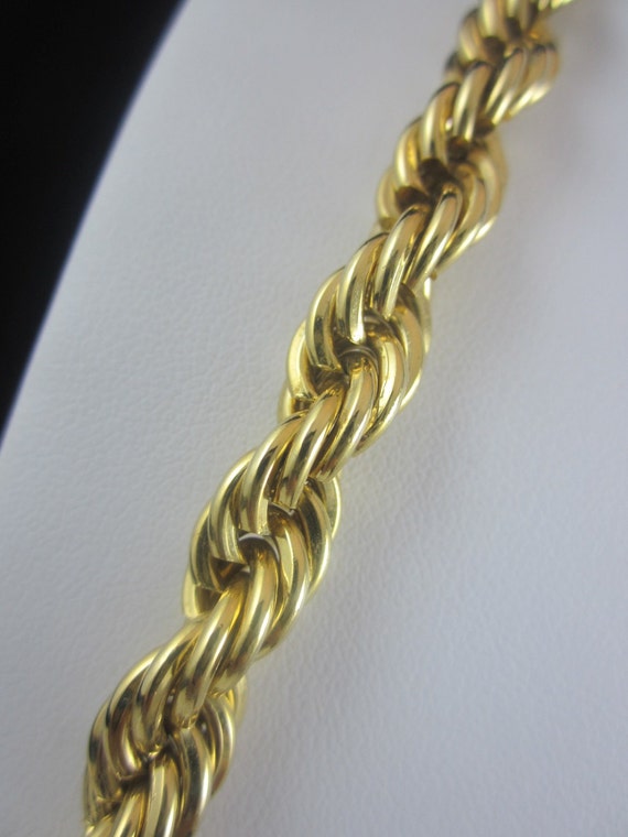 Shiny Vintage Big Twisted Chain Gold Tone Necklace - image 4