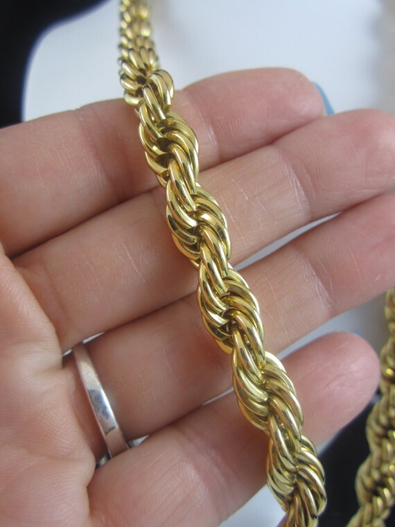 Shiny Vintage Big Twisted Chain Gold Tone Necklace - image 5