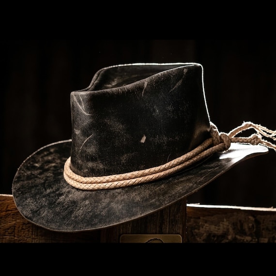 Arthur Morgan Replica Leather Cowboy Hat Handmade Genuine Cowhide Western Hat Mens Ranch Hat Cosplay Costume Hat Gift Party Accessories