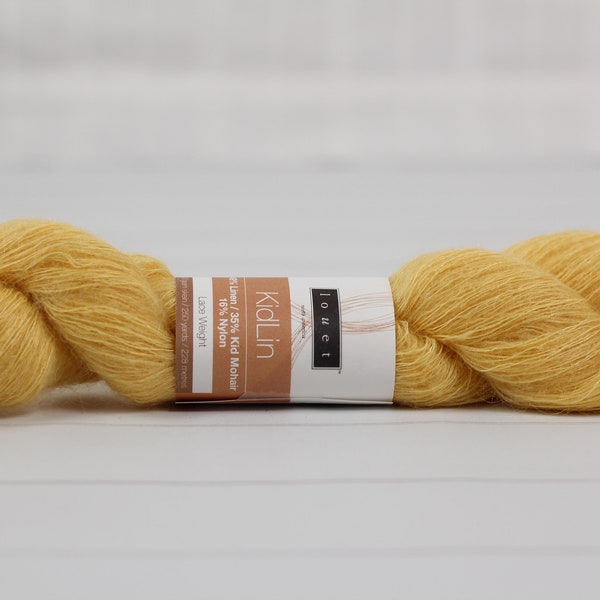 1 hank Louet Kidlin, Goldilocks, discontinued mohair yarn, lace yarn, linen yarn for fibre art, knitting, crochet and weaving.