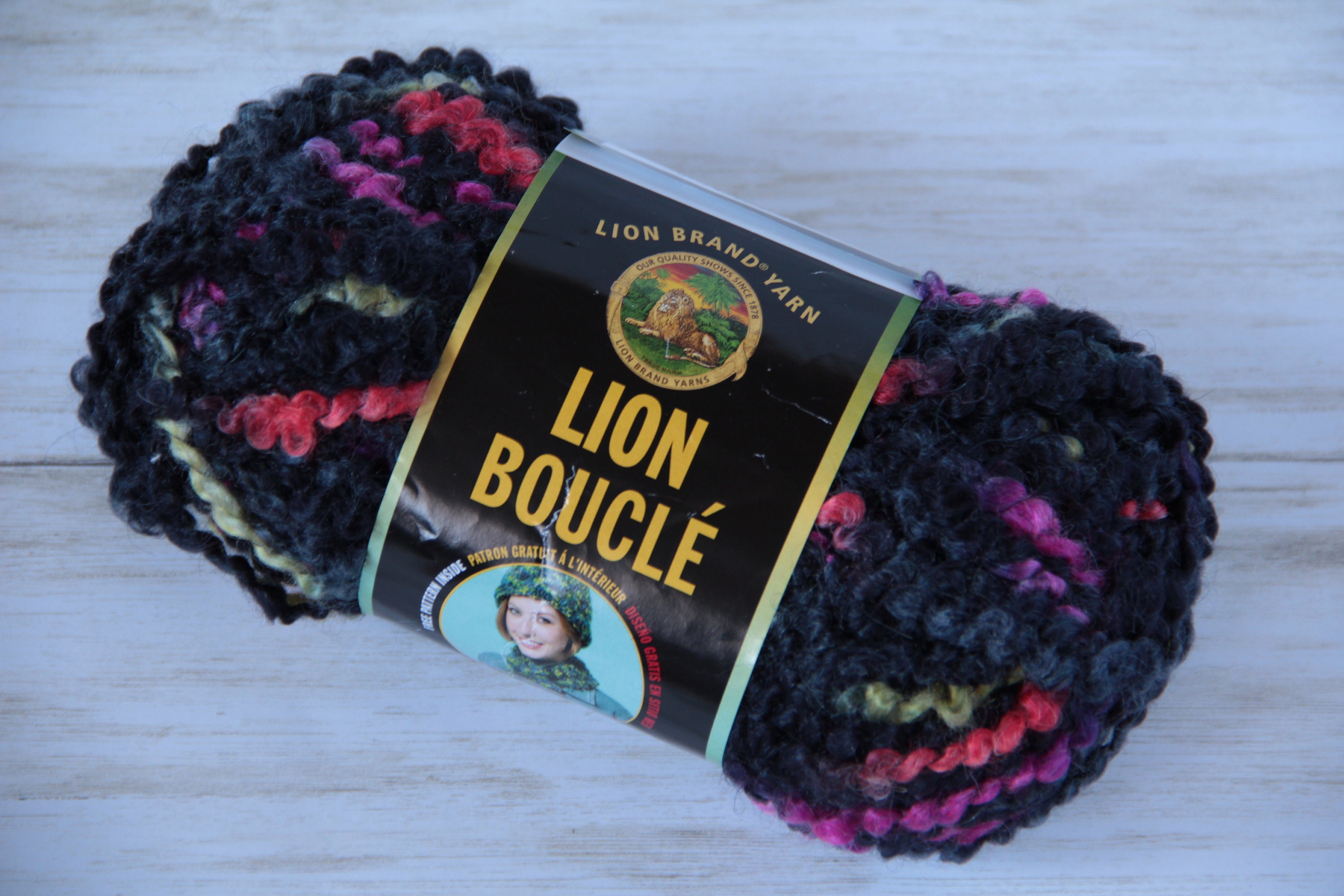Lion Brand Yarn Baby Soft Boucle , Lemonade, Cloud, Tan, Sprout