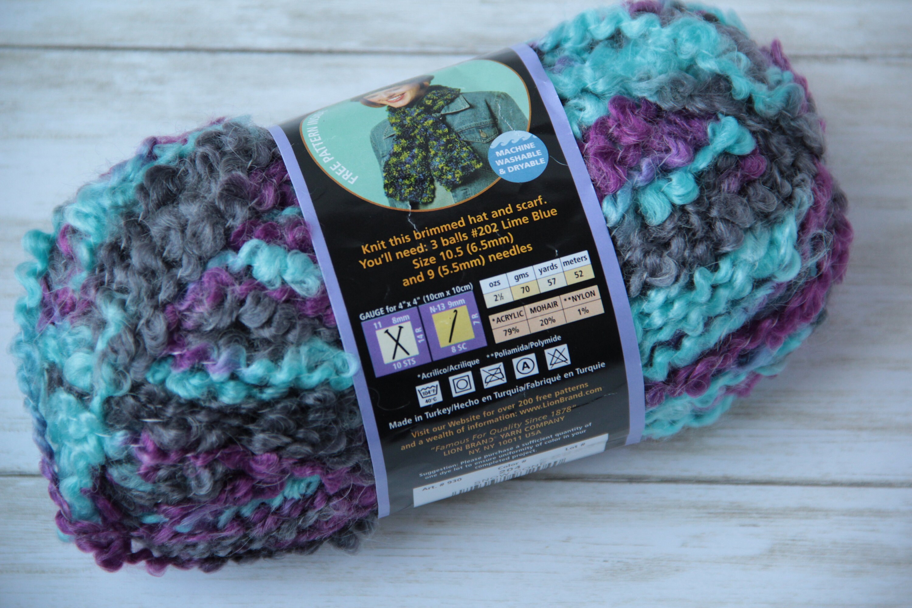 1 Skein Lion Brand Boucle Yarn Snow Cone Discontinued Super Etsy UK