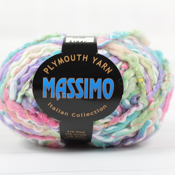 1 skein Plymouth Yarn Massimo 183 super bulky yarn, novelty yarn. Pink purple yarn, thick and thin yarn for fibre art, knitting and crochet.