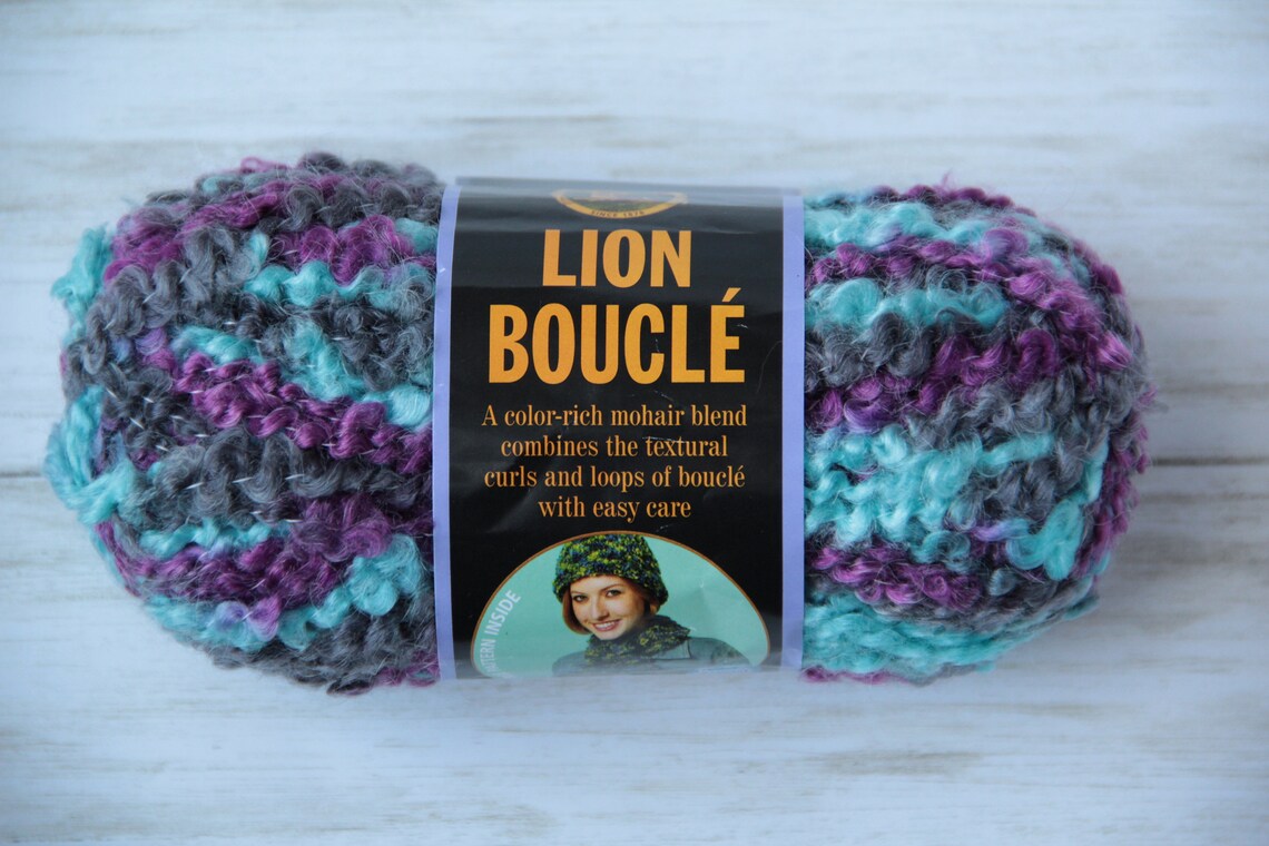 1 Skein Lion Brand Boucle Yarn Snow Cone Discontinued Super Etsy UK