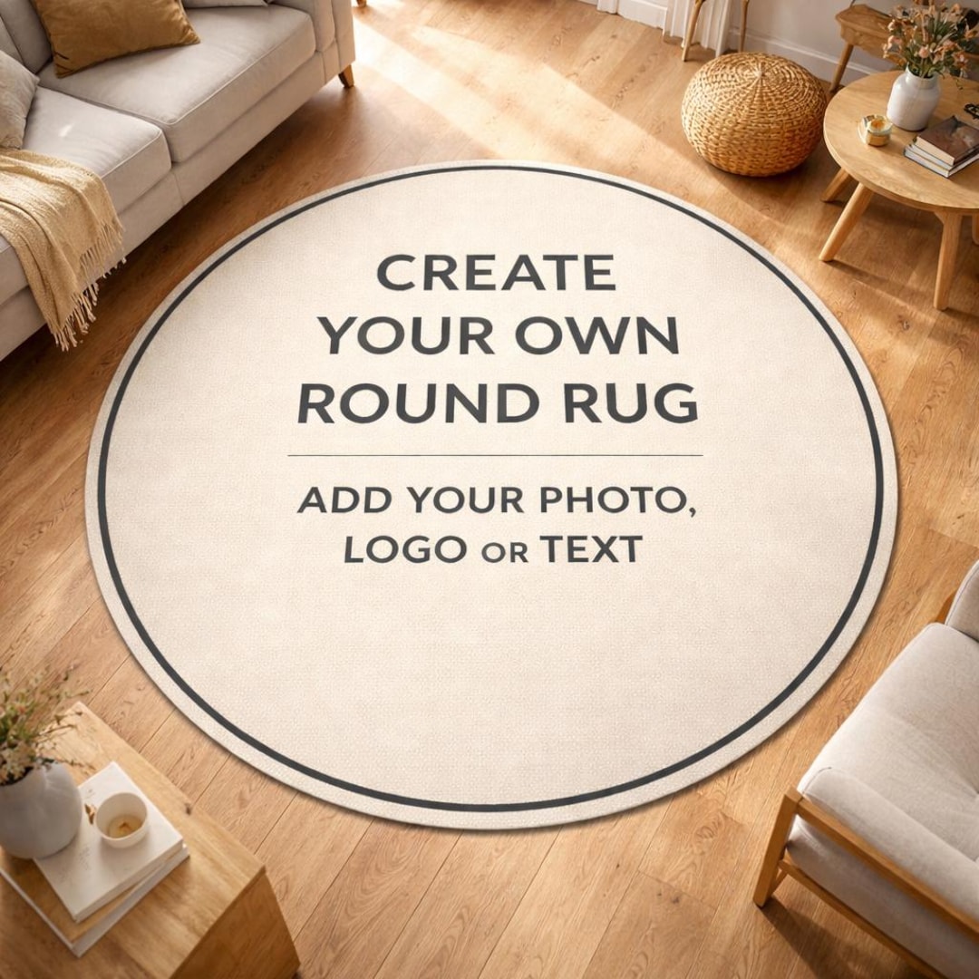 Custom Circular Rugs Custom Round Rug: Personalized Photo, Logo, Text Carpet – Minimalist ...