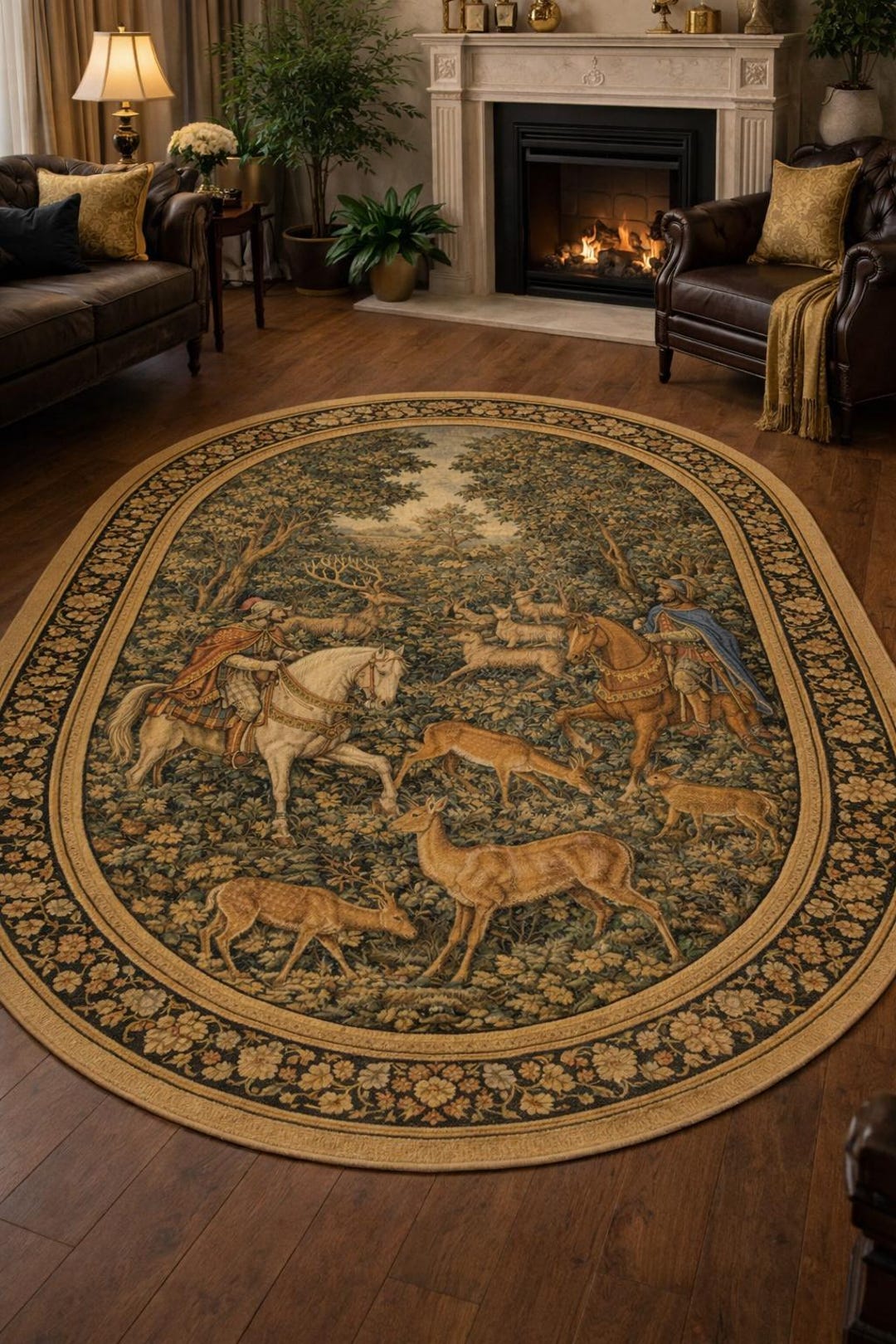 Rustic Castle Rugs Medieval Hunting Scene Rug Vintage Tapestry Style Castle Decor Area Rug ...