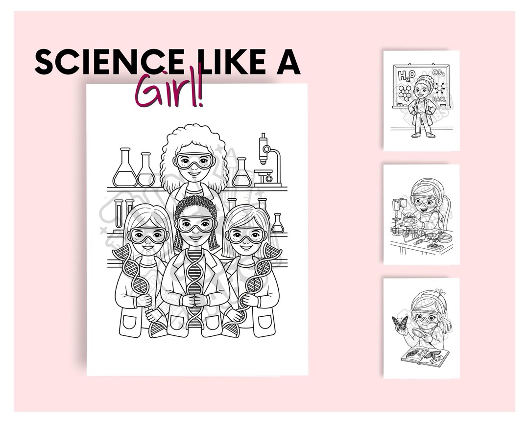 Girls in Science Coloring Pages | Multicultural STEM Activity (digital ...