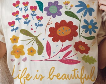 Life Is Beautiful Boho PNG, Inspirierende Sublimation Datei, Hippie PNG, Apparel Positivity PNG, 142