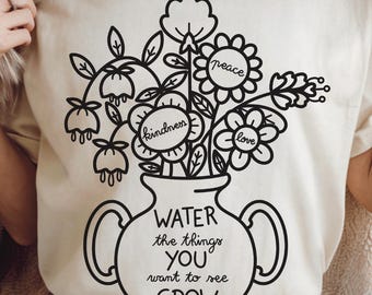 Water What you Want to Grow SVG PNG Bundle, Blumen PNG, Positiv T-Shirt Svg, Insprierende Svg, Motivierende Cutfile, Be Kind Svg 163