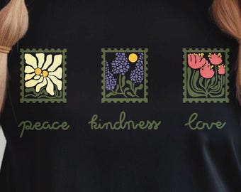 Peace Kindness Love PNG, Inspirierende Sublimation Datei, Hippie PNG, Apparel Positivity PNG, 138