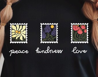 Peace Kindness Love PNG, Inspirierende Sublimation Datei, Hippie PNG, Apparel Positivity PNG, 139