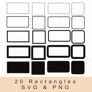 20 Rectangles SVG PNG Bundle, Commercial Shapes PNG, Rectangle Border Svg, Crafting Svg, Square Cutfile, 150